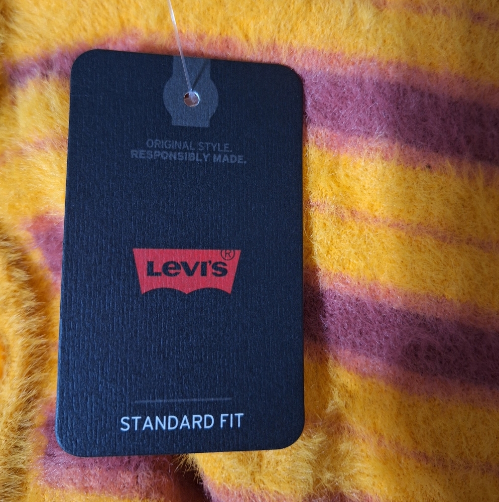 ๐NWT Levi's Orange "Cat" Fuzzy Wuzzy Cardigan Sweater - Picture 5 of 13